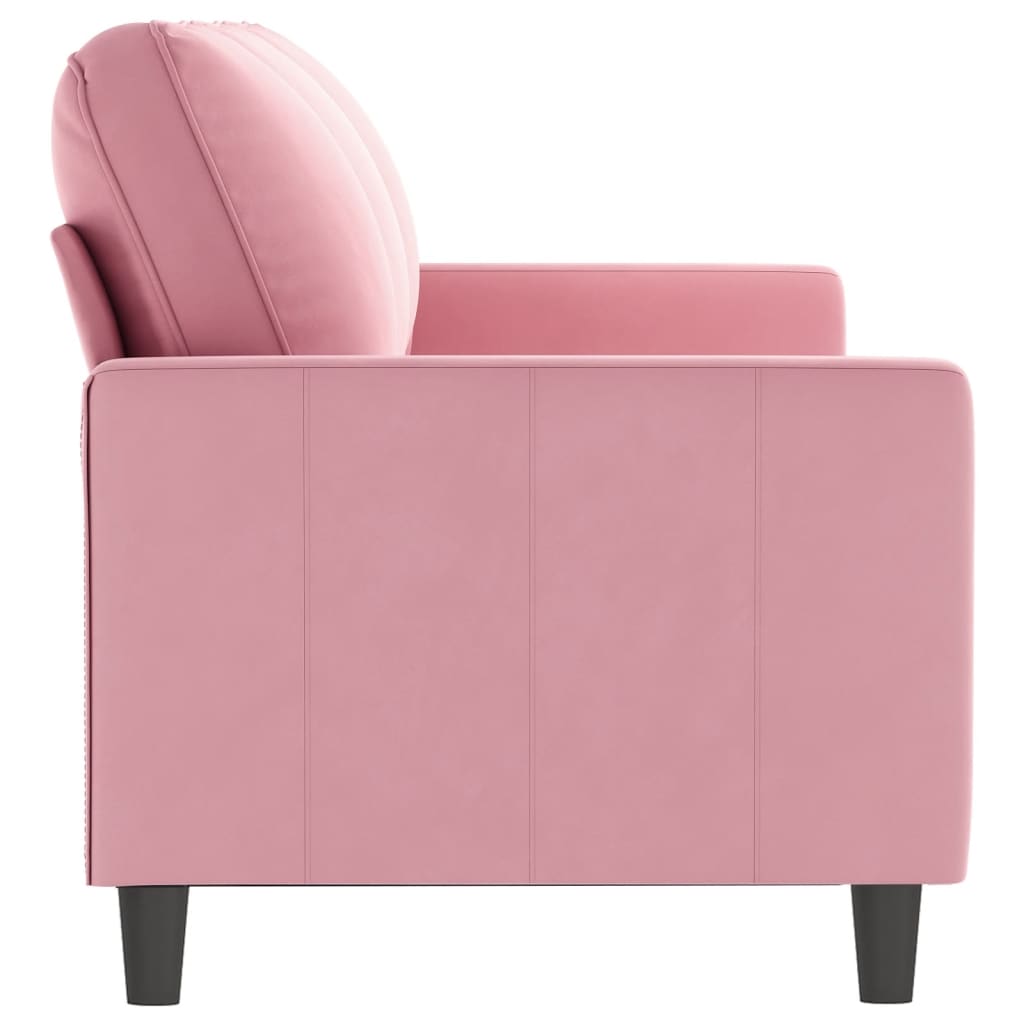 Sofá de 3 lugares 180 cm veludo rosa