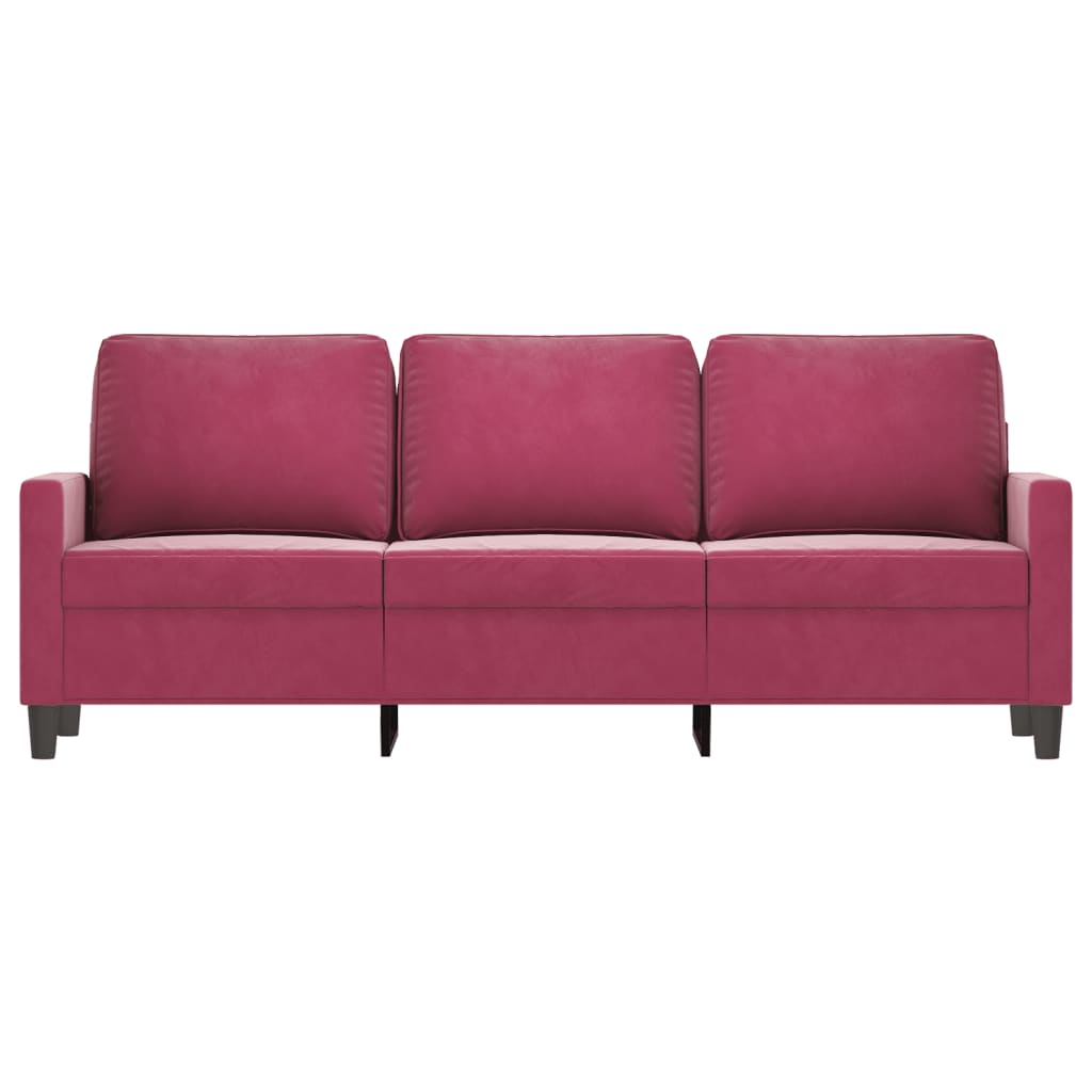 3-seater velvet sofa 180 cm red