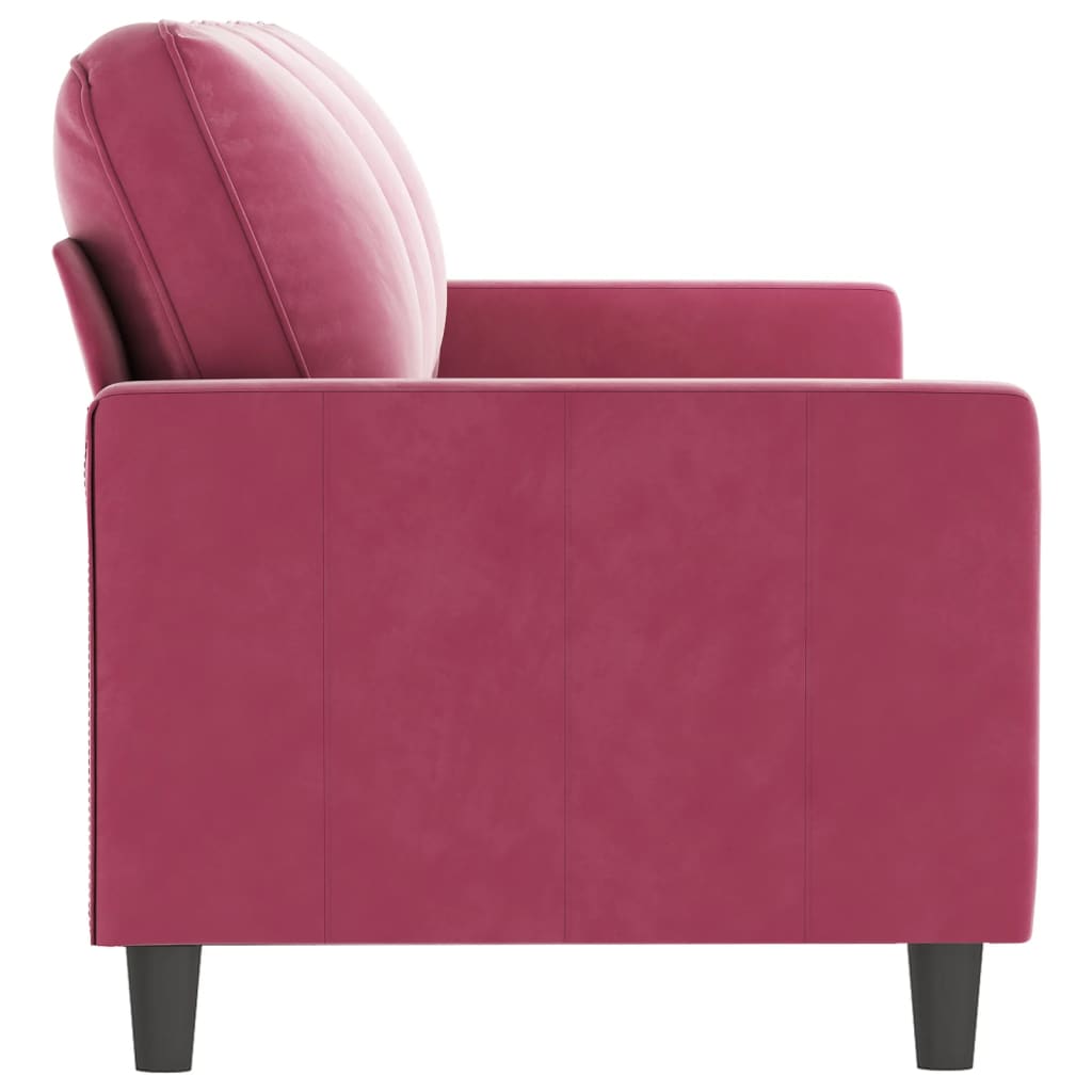 3-seater velvet sofa 180 cm red