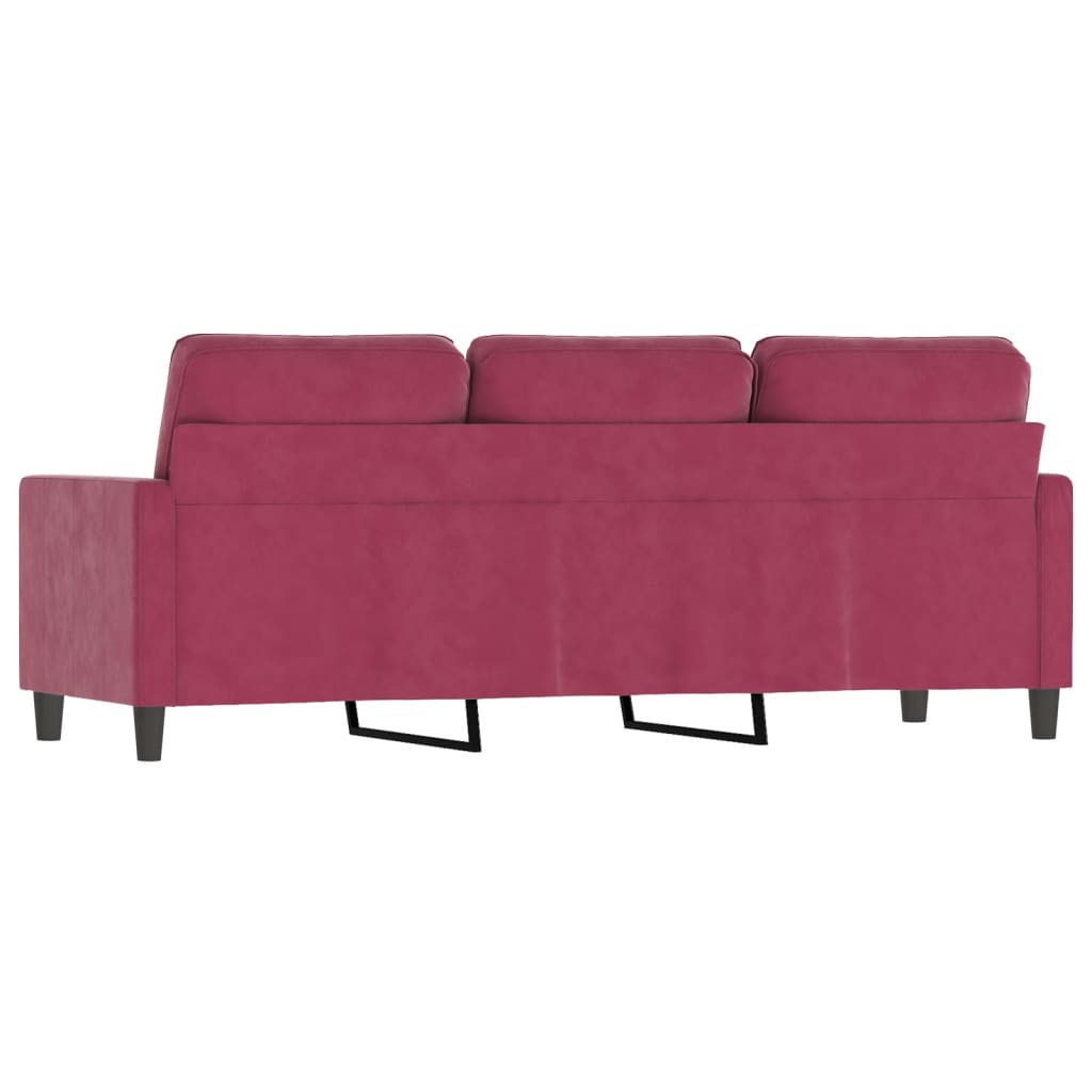 3-seater velvet sofa 180 cm red