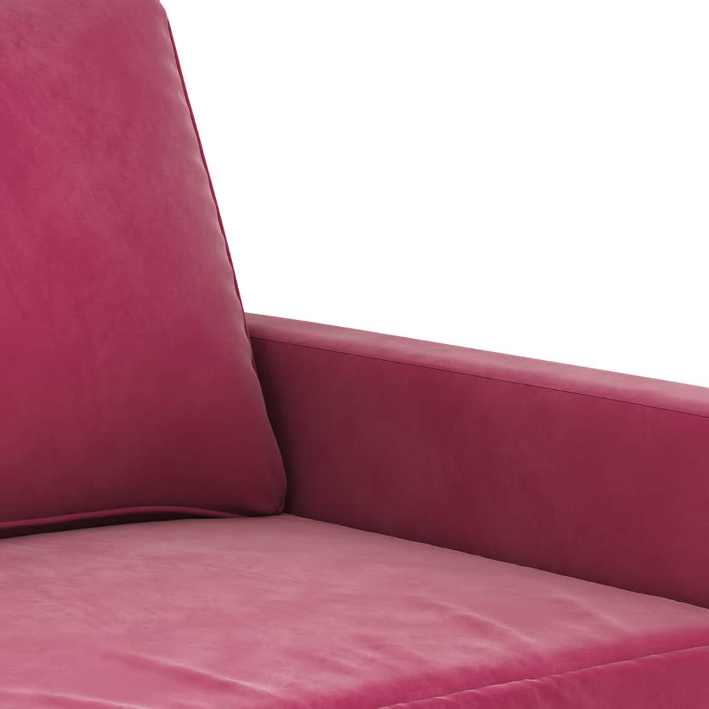 3-seater velvet sofa 180 cm red