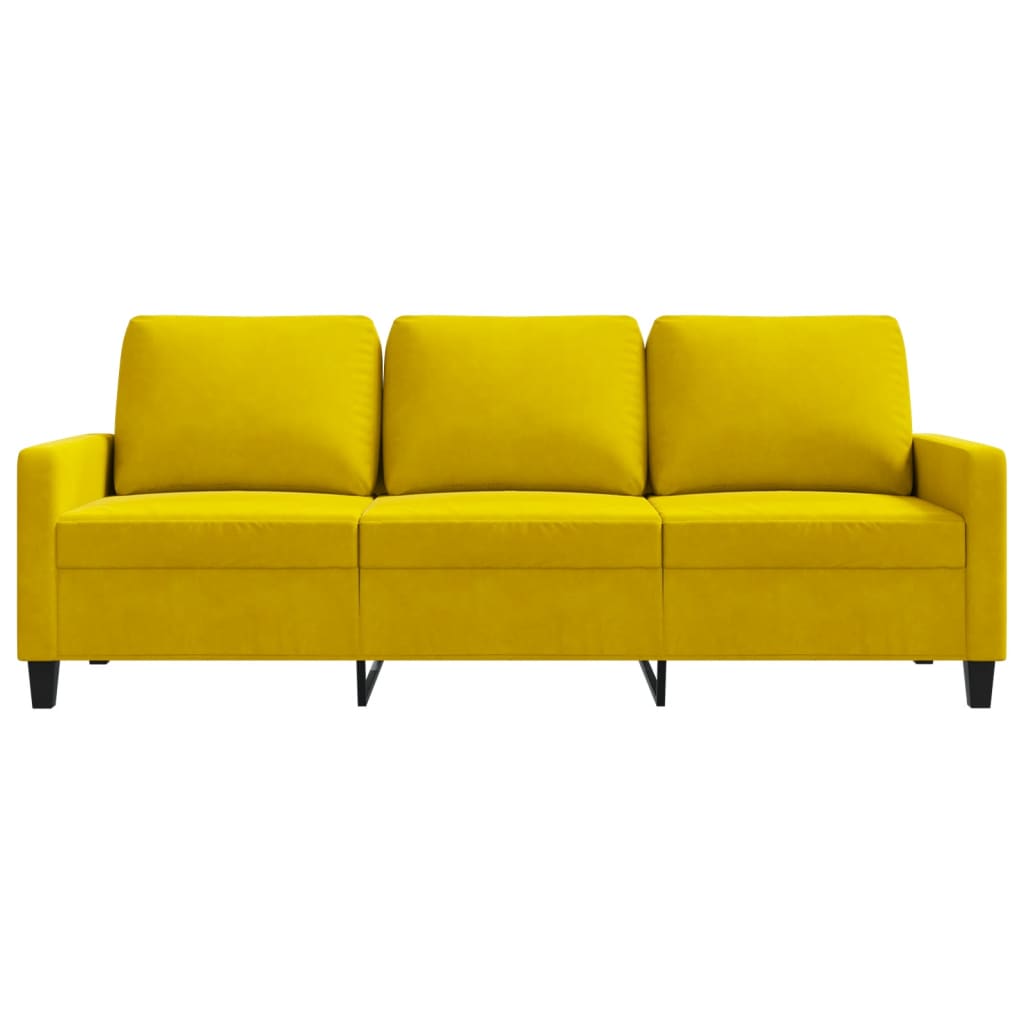 Sofá de 3 lugares 180 cm veludo amarelo