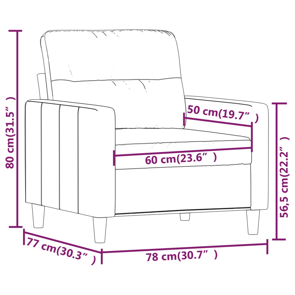 Poltrona 60 cm tecido castanho