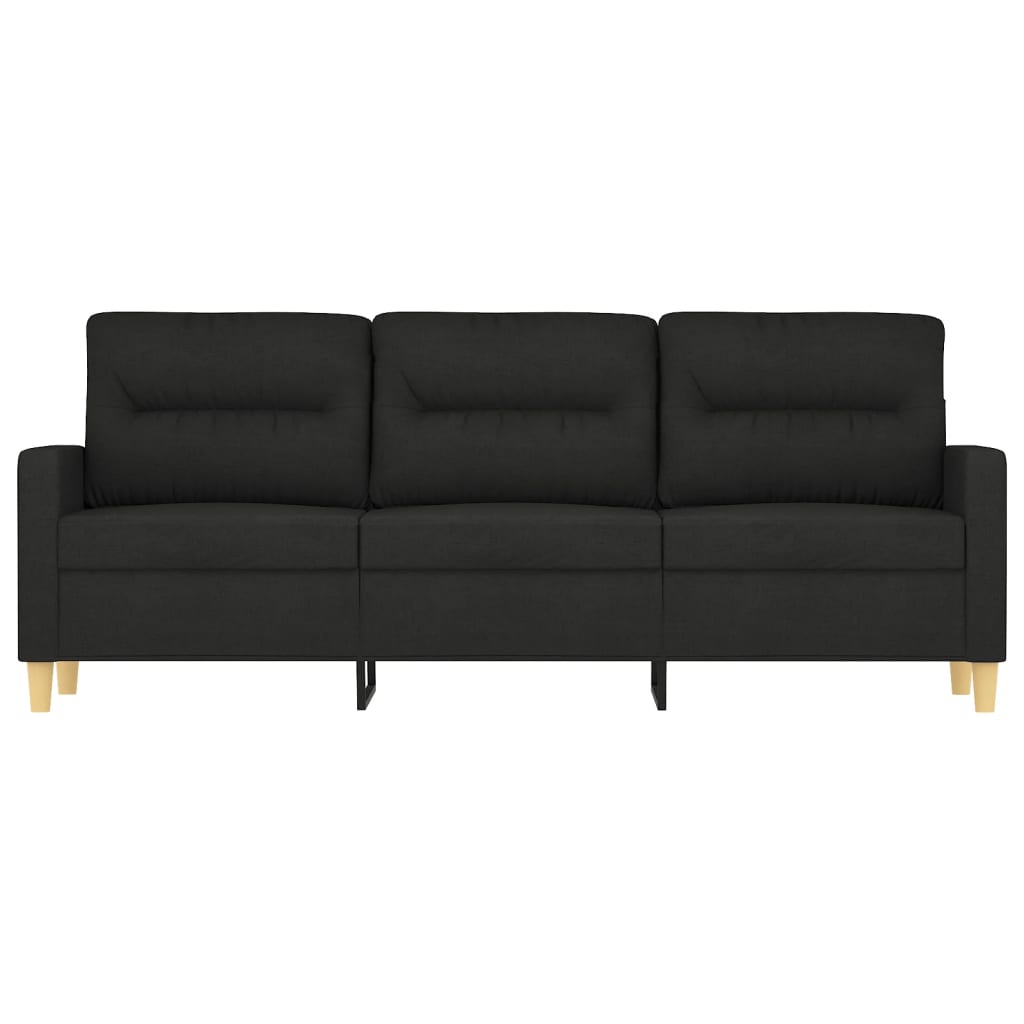 3-seater sofa in black fabric 180 cm