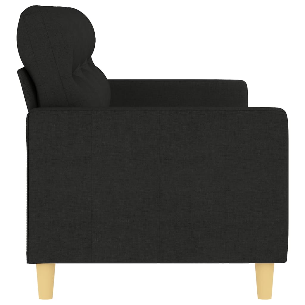 3-seater sofa in black fabric 180 cm