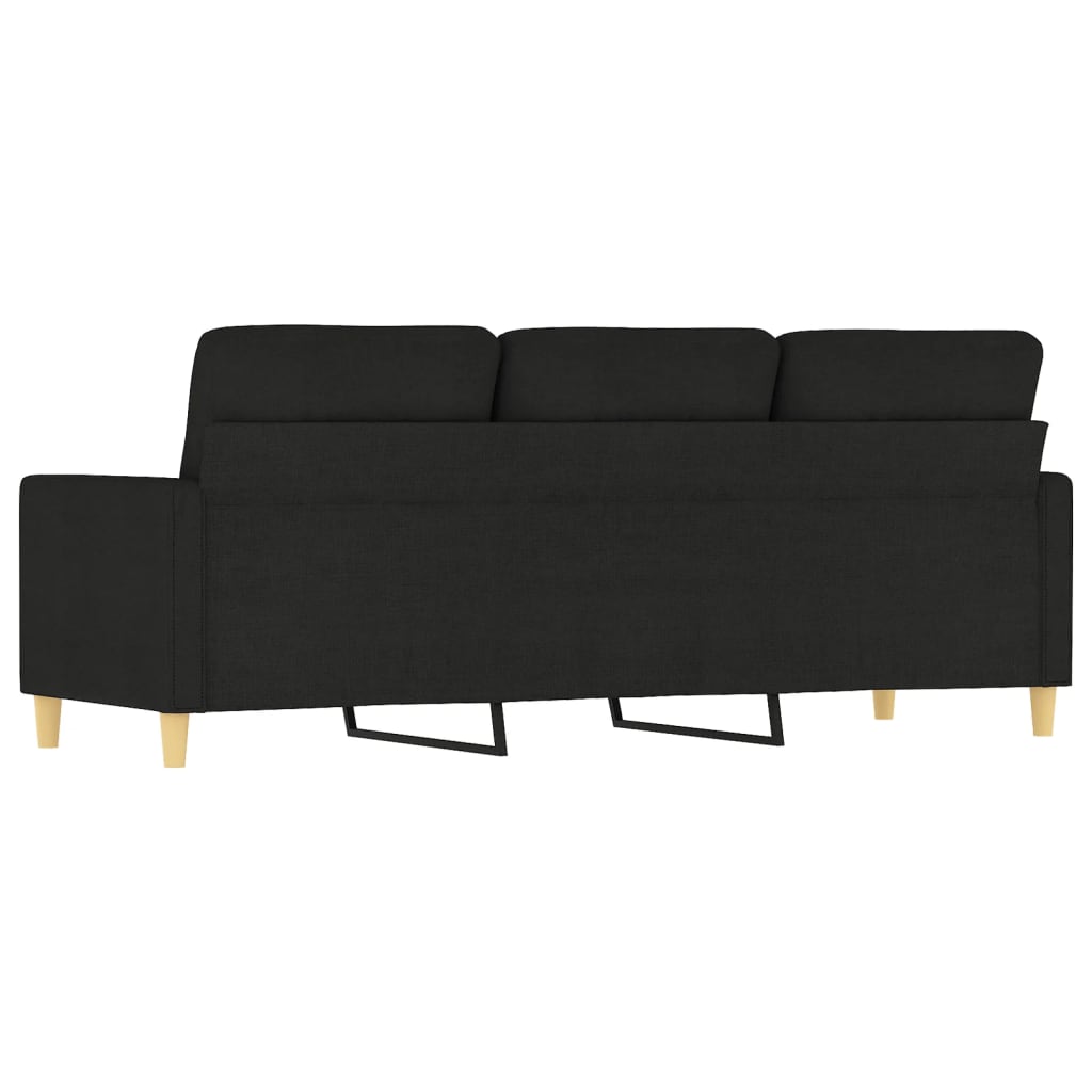 3-seater sofa in black fabric 180 cm
