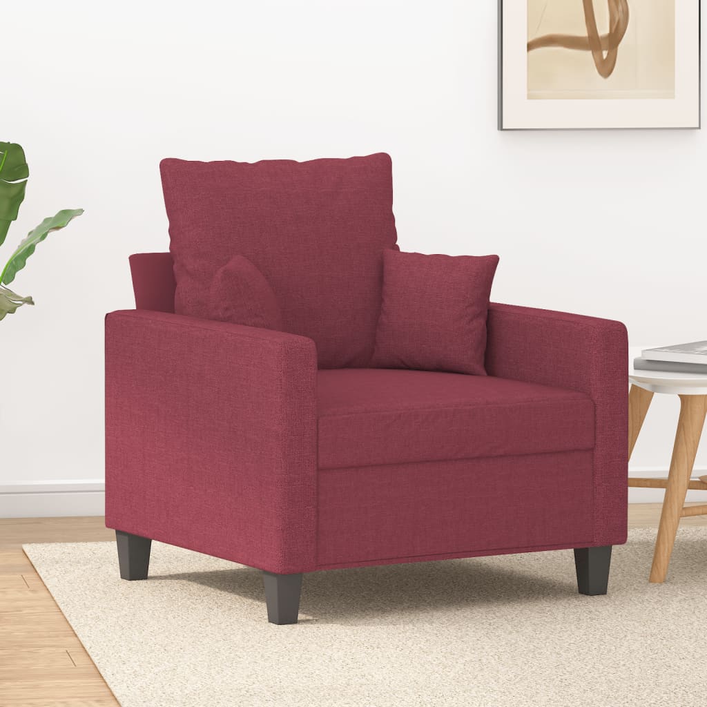 60 cm armchair in red dyed fabric