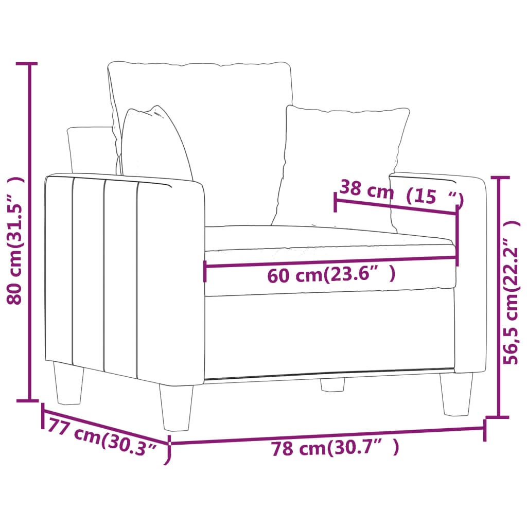 60 cm grey-brown fabric armchair
