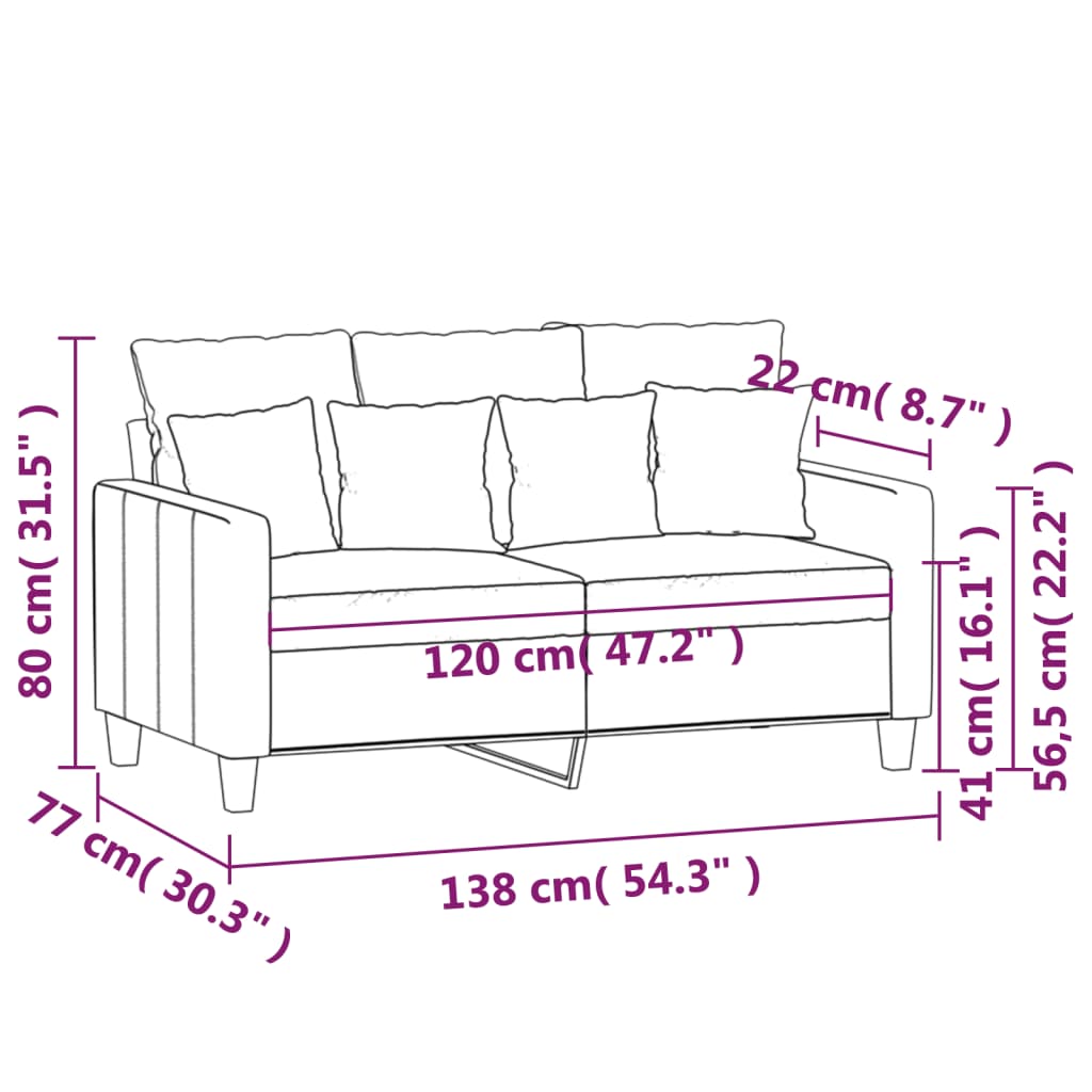 Sofá de 2 lugares 120 cm tecido amarelo-claro