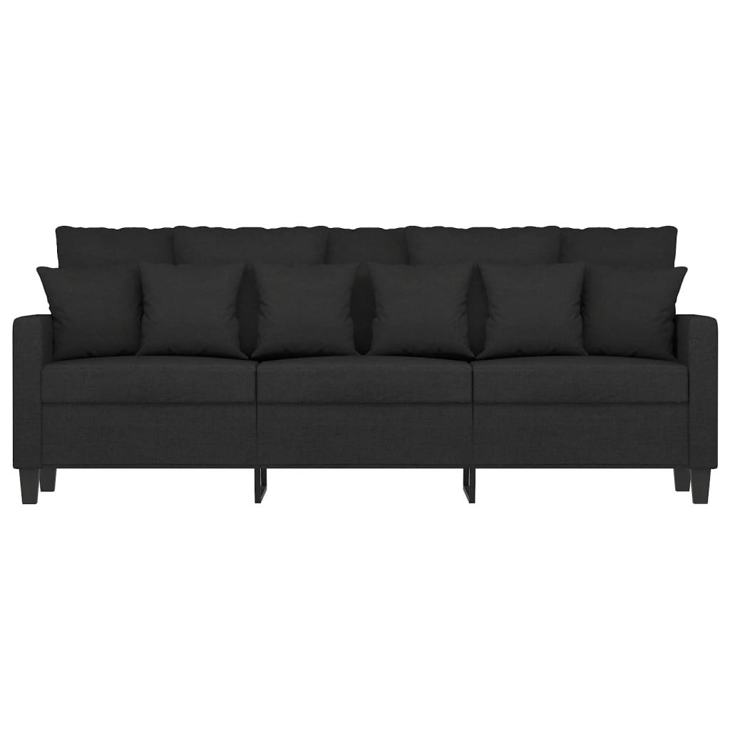 3-seater sofa in black fabric 180 cm