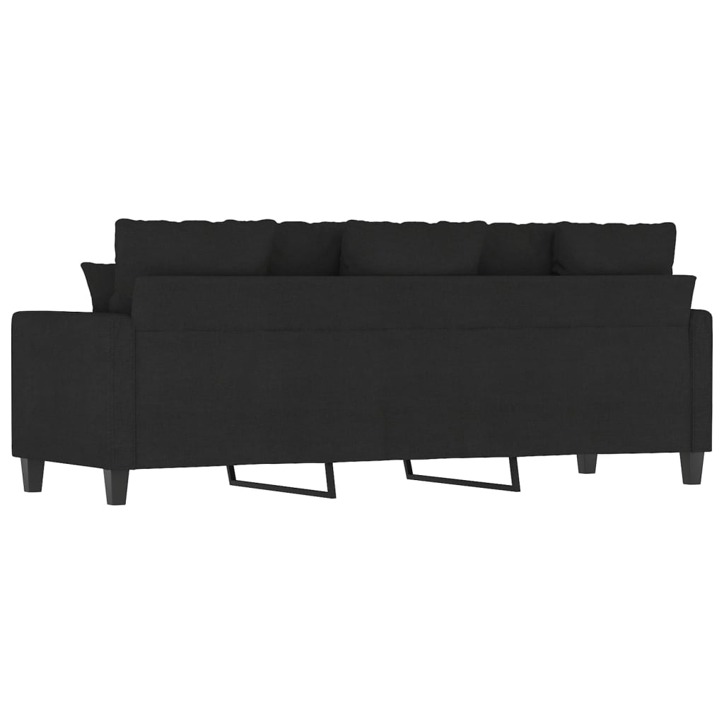 3-seater sofa in black fabric 180 cm