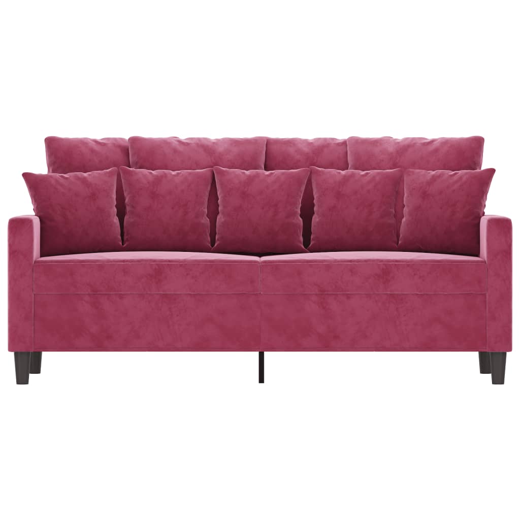 Sofá de 2 lugares veludo 140 cm vermelho tinto