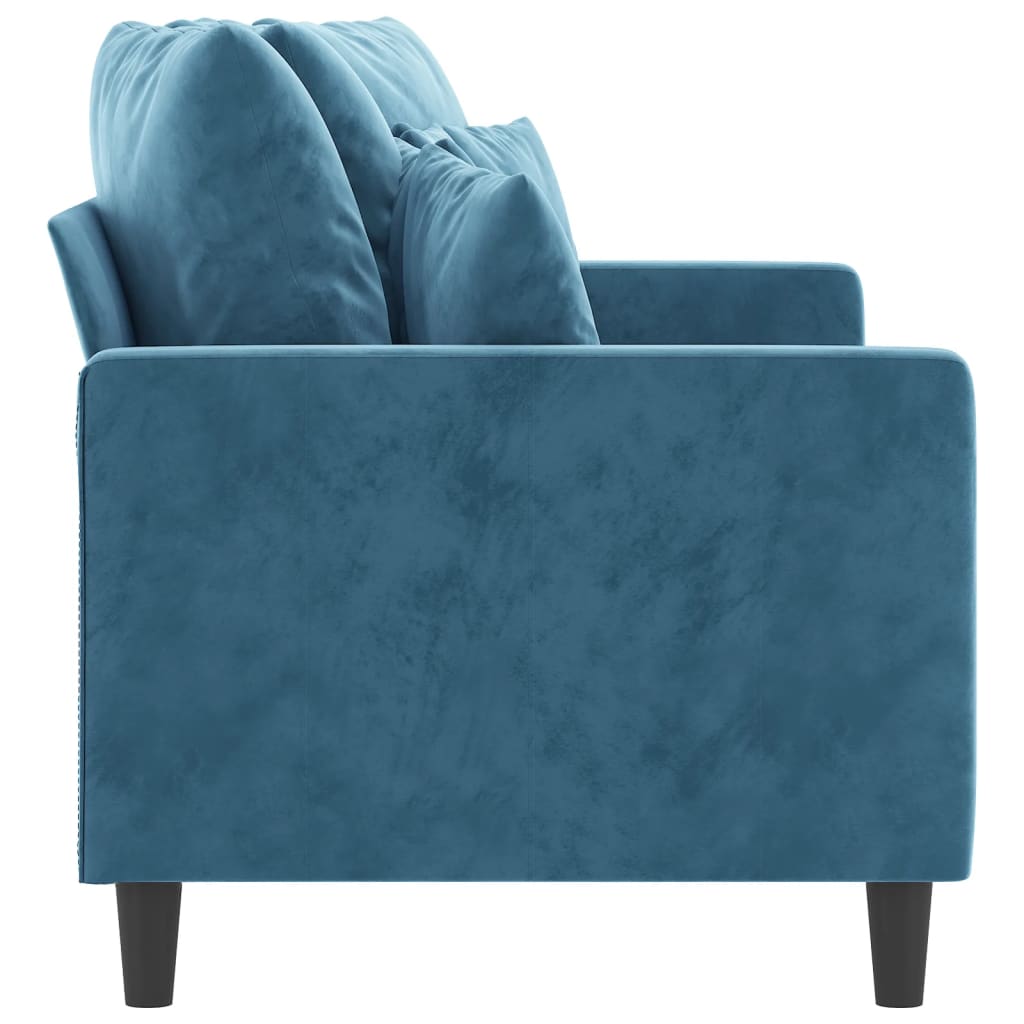 Sofá de 2 lugares veludo 140 cm azul