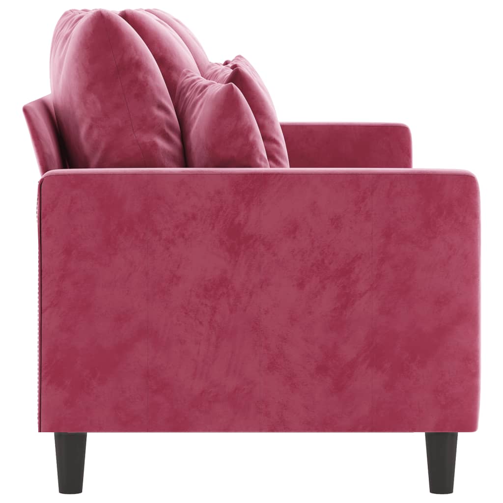 3-seater velvet sofa 180 cm red