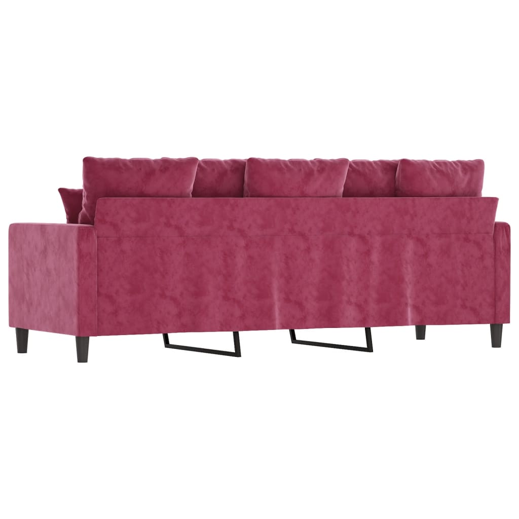 3-seater velvet sofa 180 cm red