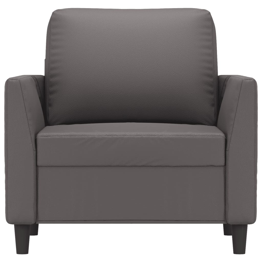 Poltrona 60 cm couro artificial cinzento