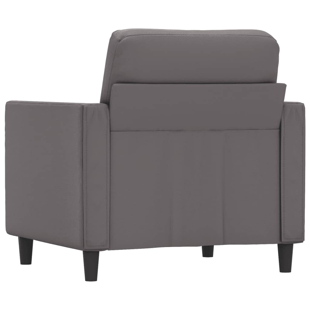 Poltrona 60 cm couro artificial cinzento