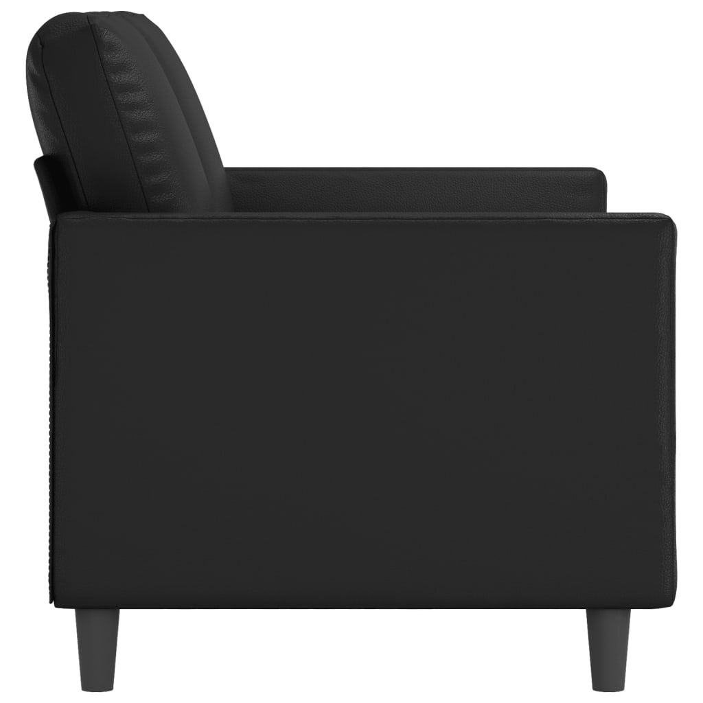 Sofá de 2 lugares 120 cm couro artificial preto