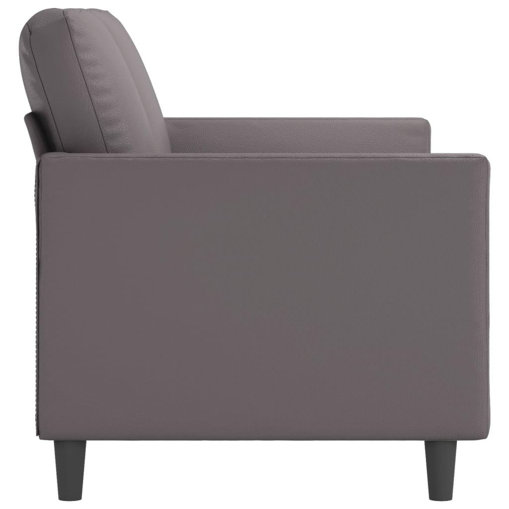Sofá de 2 lugares 140 cm couro artificial cinza