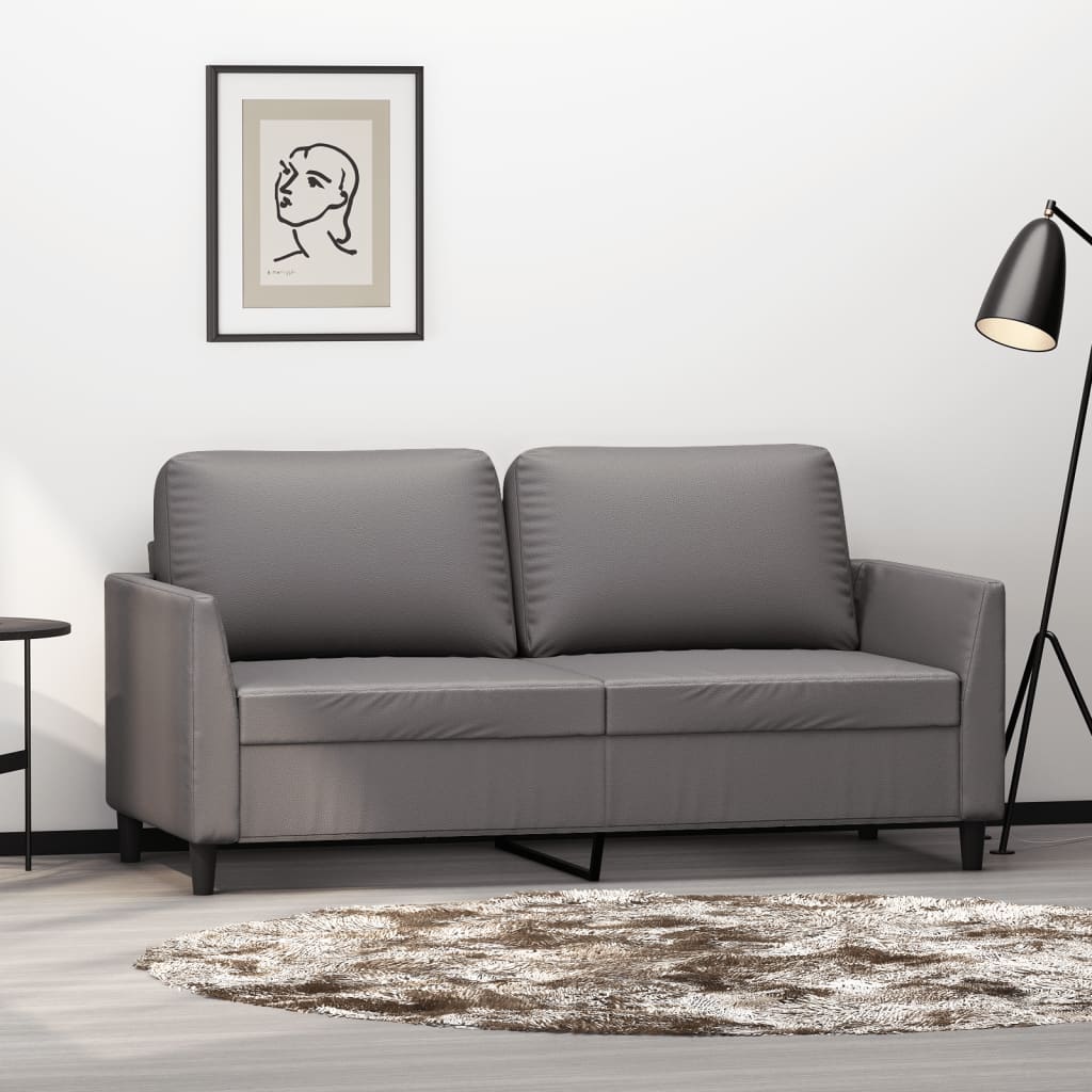 Sofá de 2 lugares 140 cm couro artificial cinza