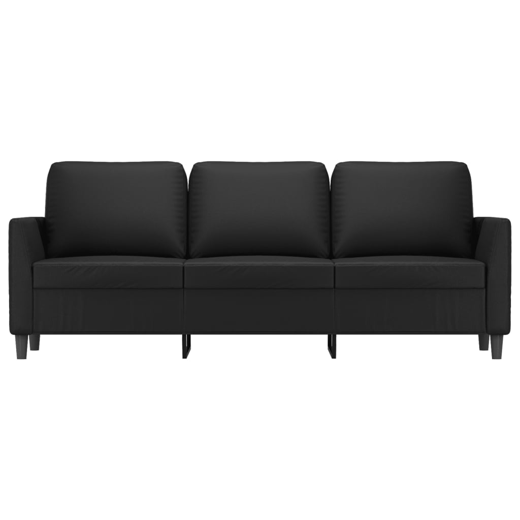 3-seater sofa 180 cm black faux leather