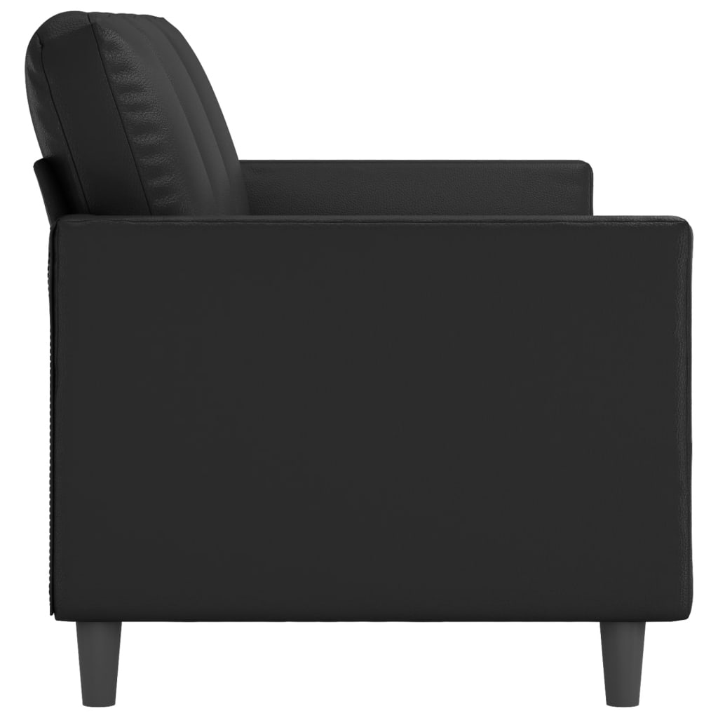 3-seater sofa 180 cm black faux leather