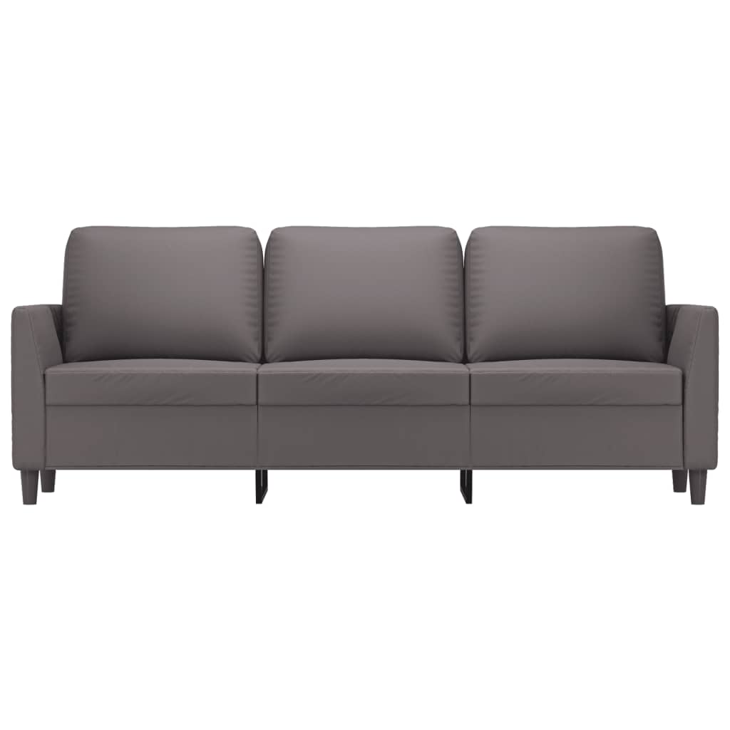 Sofá de 3 lugares 180 cm couro artificial cinza