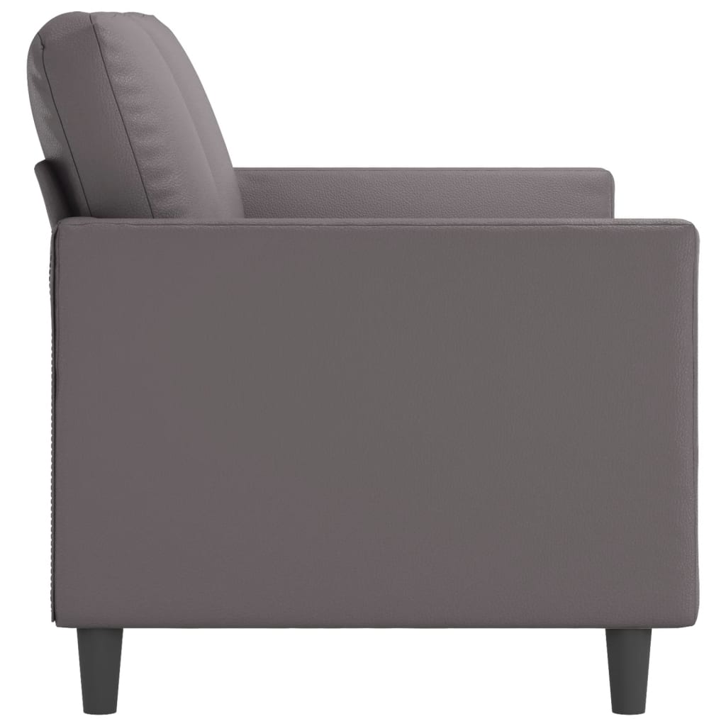 Sofá de 3 lugares 180 cm couro artificial cinza