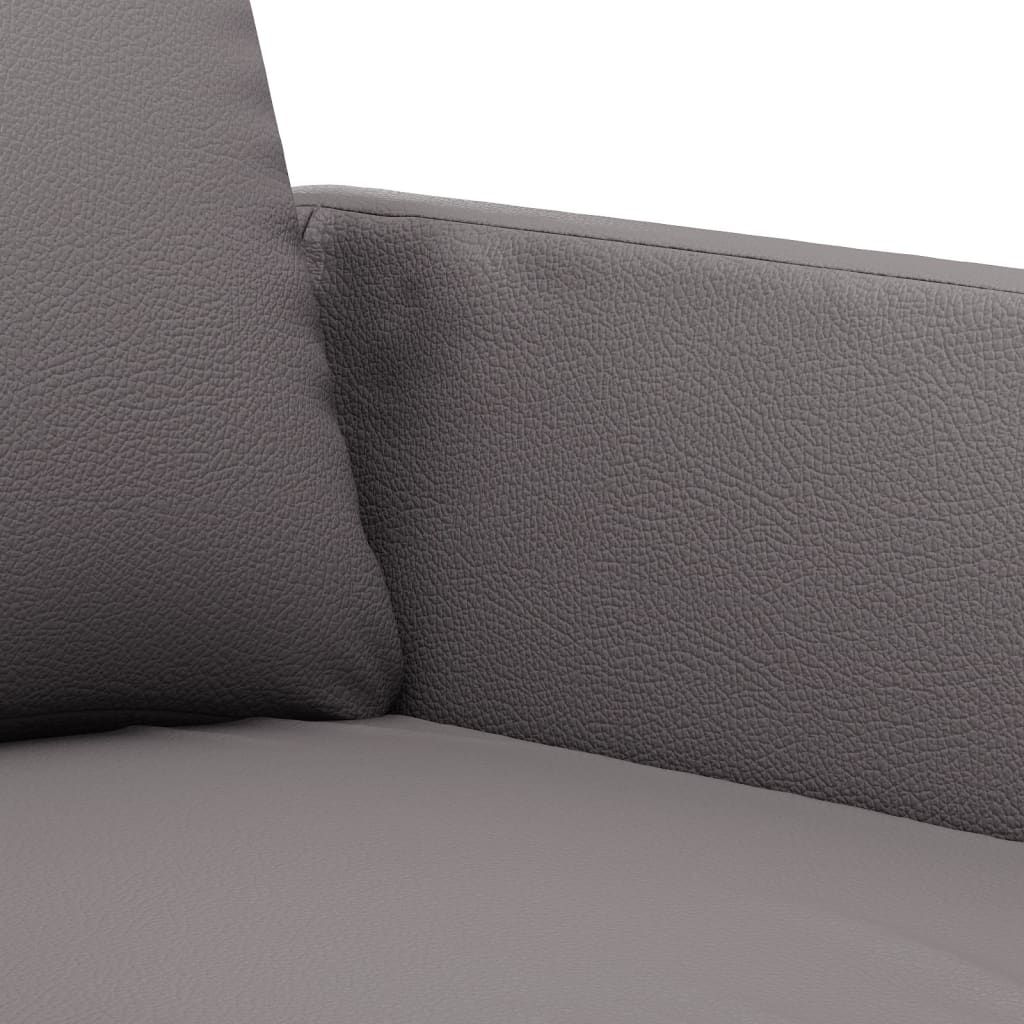Sofá de 3 lugares 180 cm couro artificial cinza