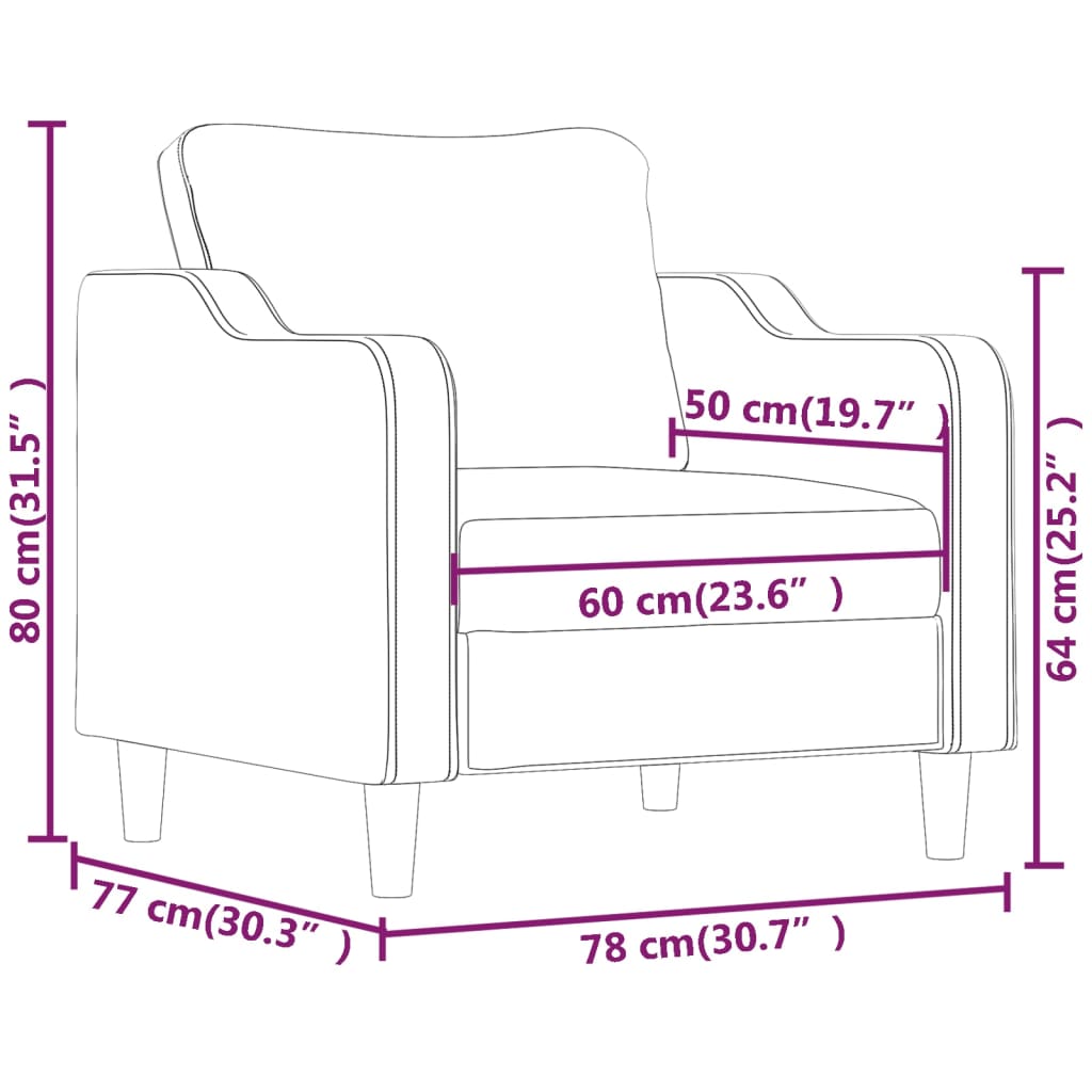 60 cm light grey fabric armchair