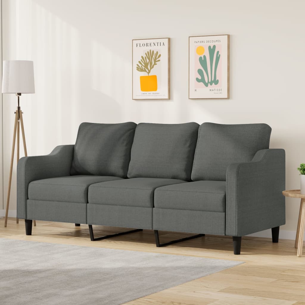 3-seater sofa 180 cm dark grey fabric