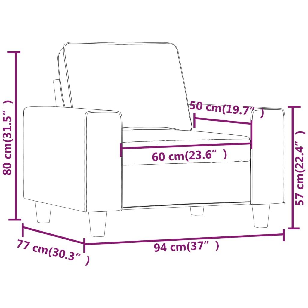 60 cm light grey fabric armchair