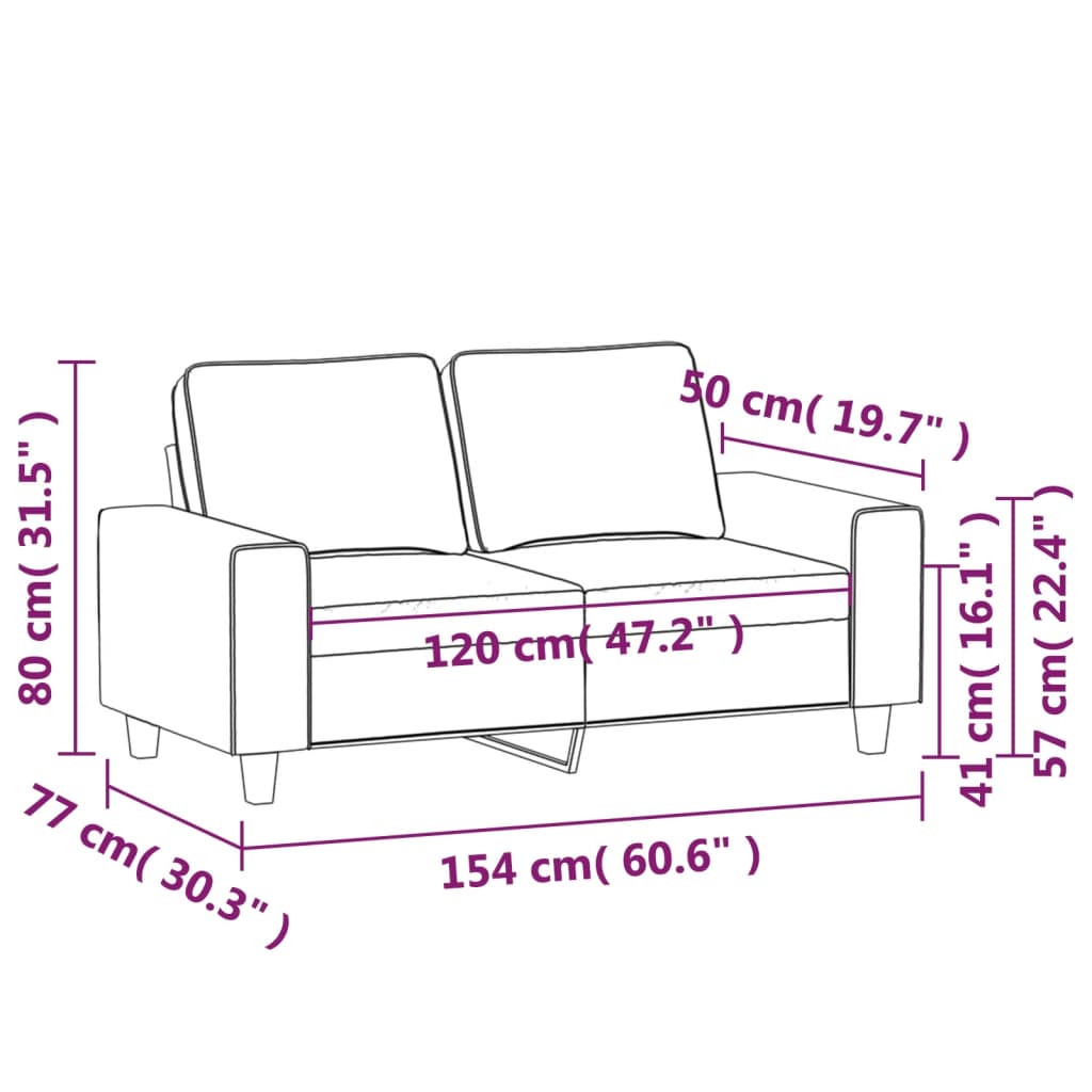 Sofá de 2 lugares 120 cm tecido amarelo-claro