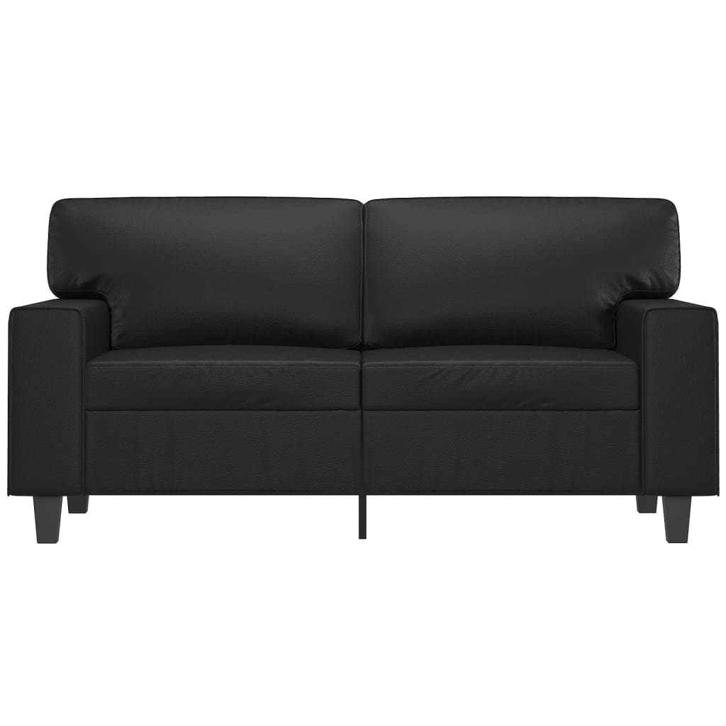Sofá de 2 lugares 120 cm couro artificial preto