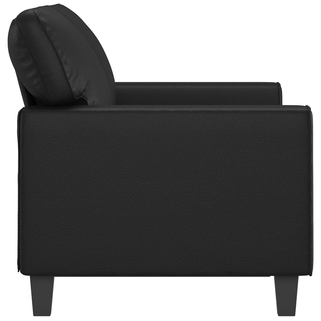 Sofá de 2 lugares 120 cm couro artificial preto