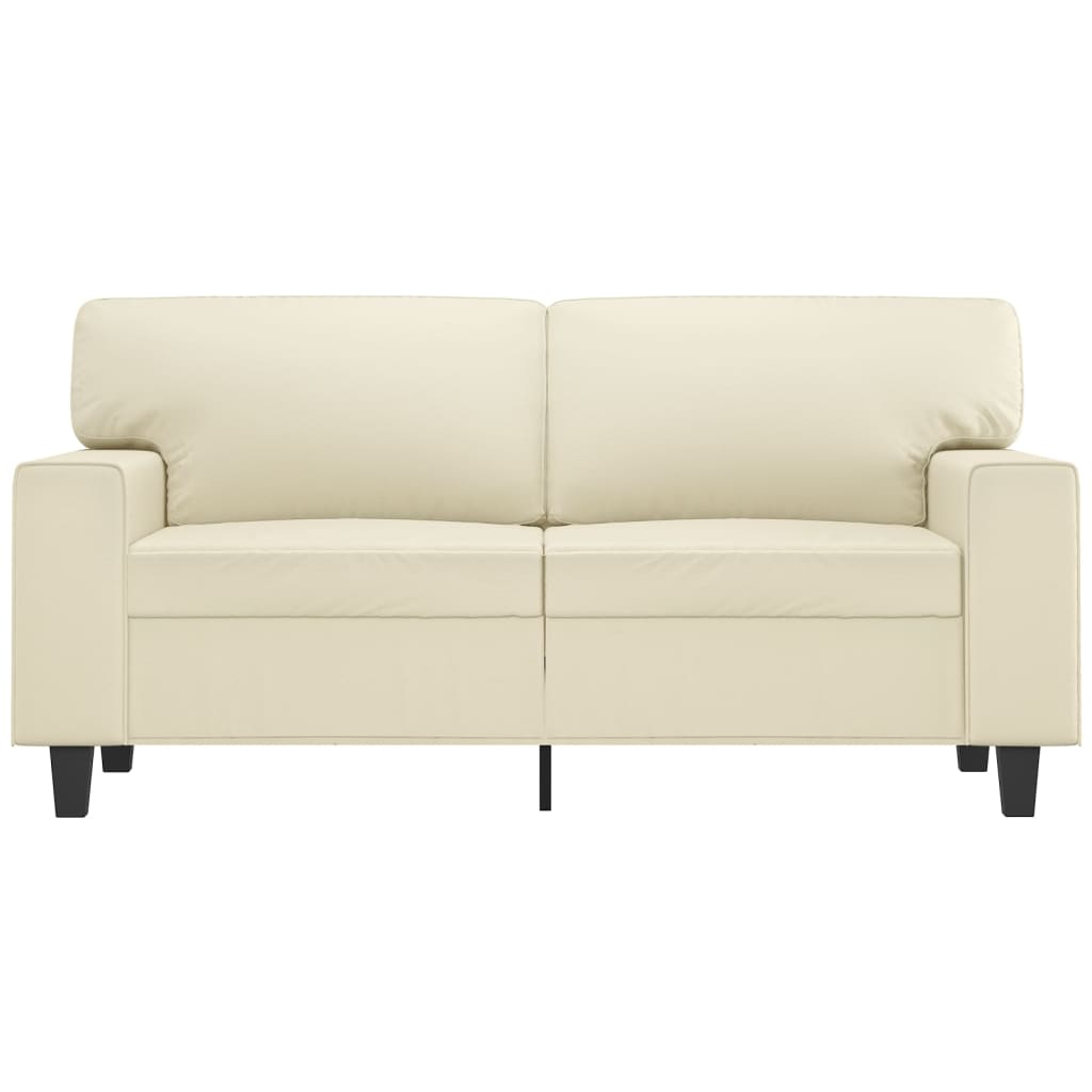 Sofá de 2 lugares 120 cm couro artificial cor creme