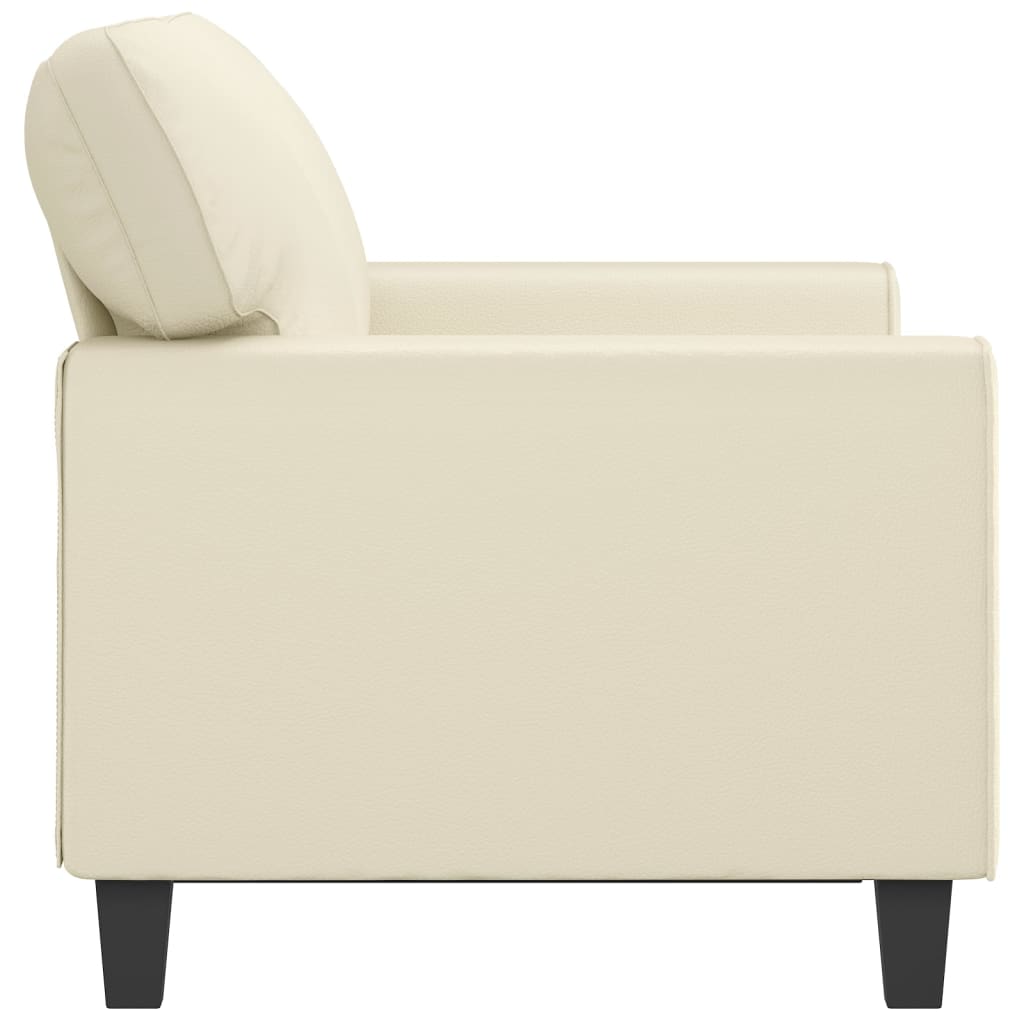 Sofá de 2 lugares 120 cm couro artificial cor creme