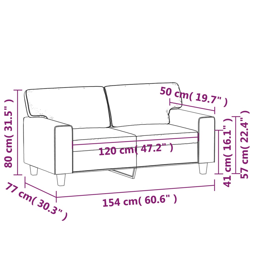 2-seater sofa 120 cm in cappuccino-colored faux leather