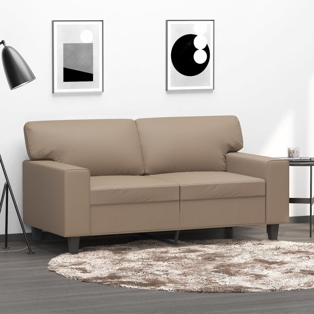2-seater sofa 120 cm in cappuccino-colored faux leather