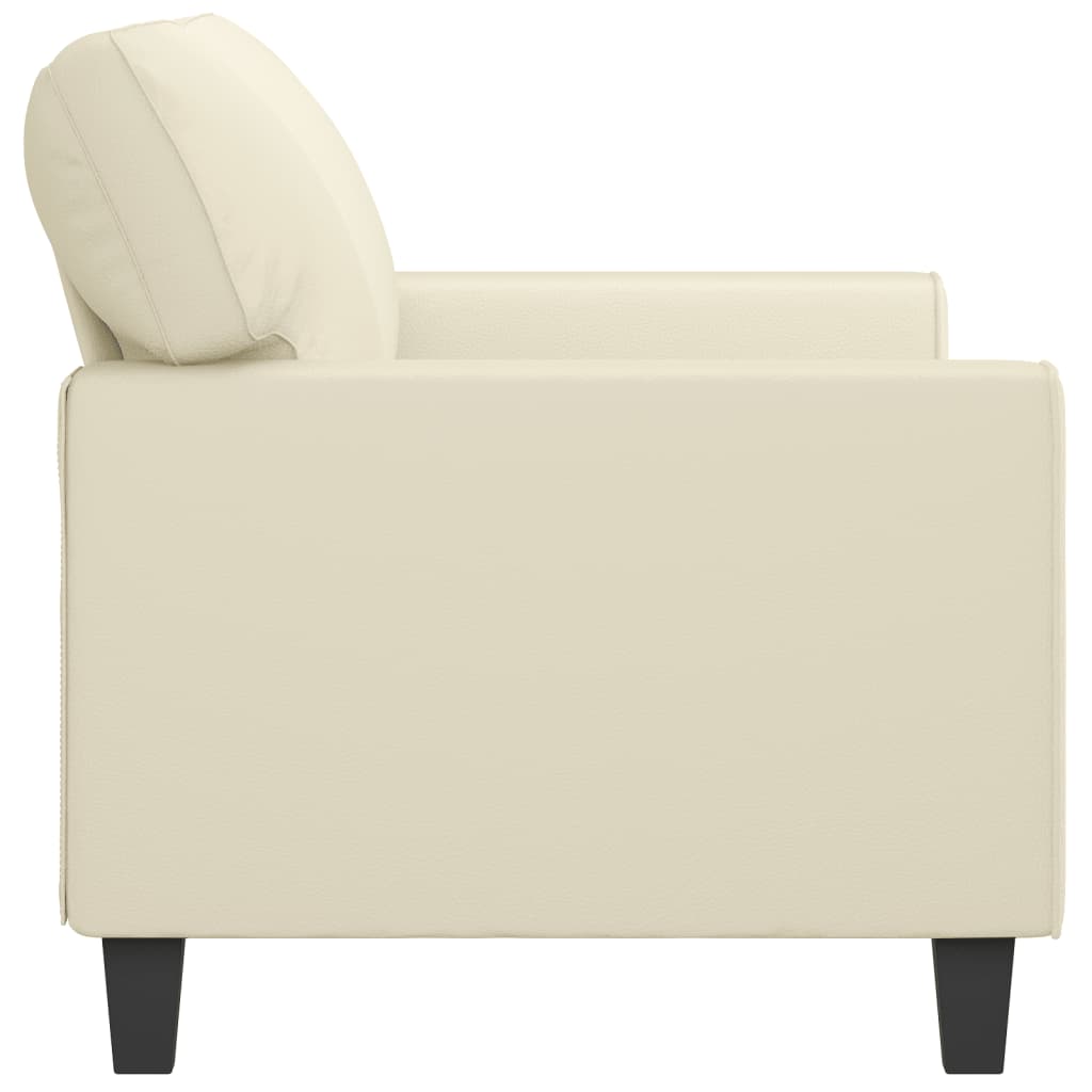 Sofá de 2 lugares 140 cm couro artificial cor creme