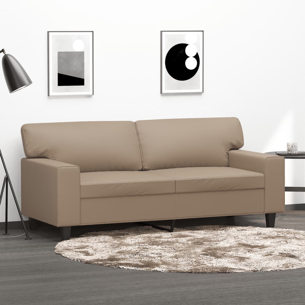 2-seater sofa 140 cm in cappuccino-colored faux leather