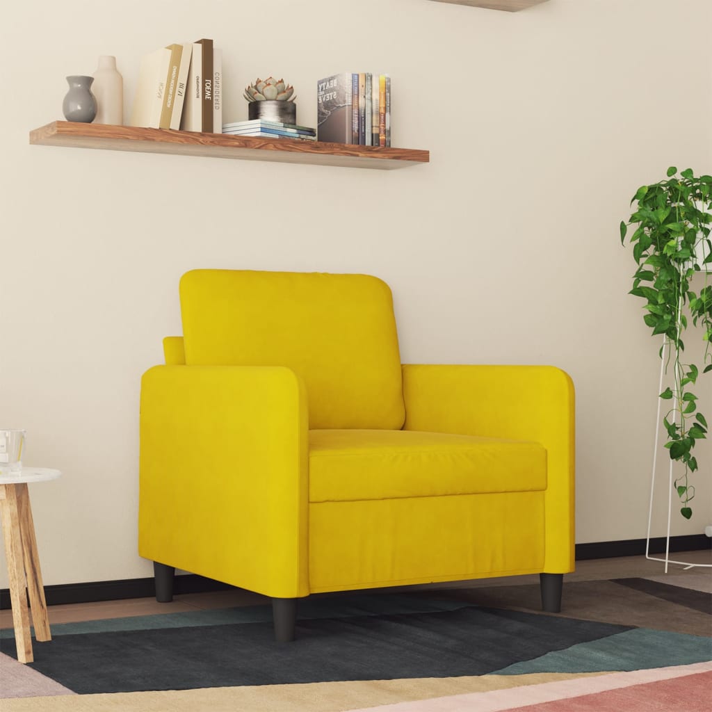 Poltrona 60 cm veludo amarelo