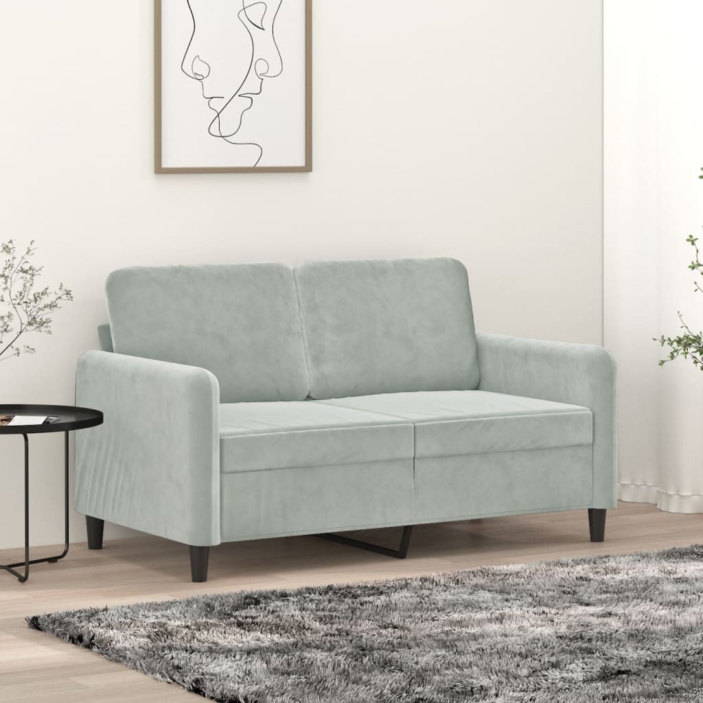 2-seater sofa 120 cm light grey velvet