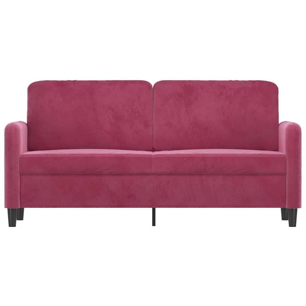 2-seater velvet sofa 140 cm red