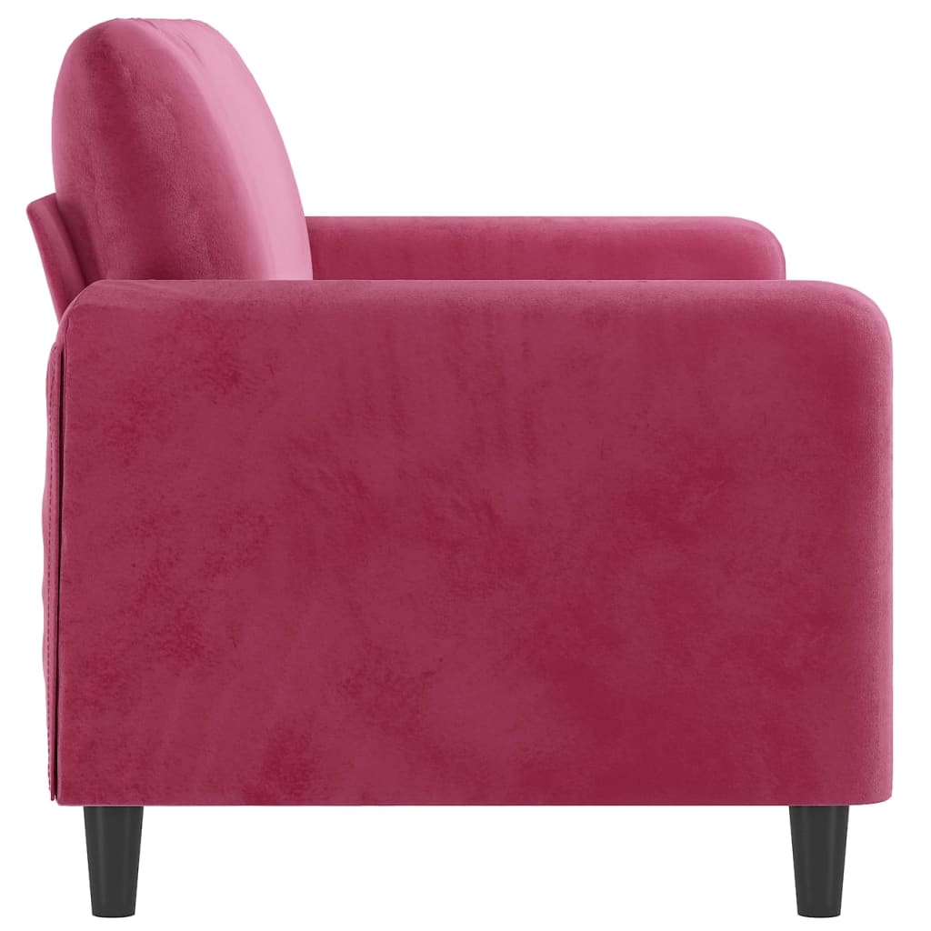 2-seater velvet sofa 140 cm red