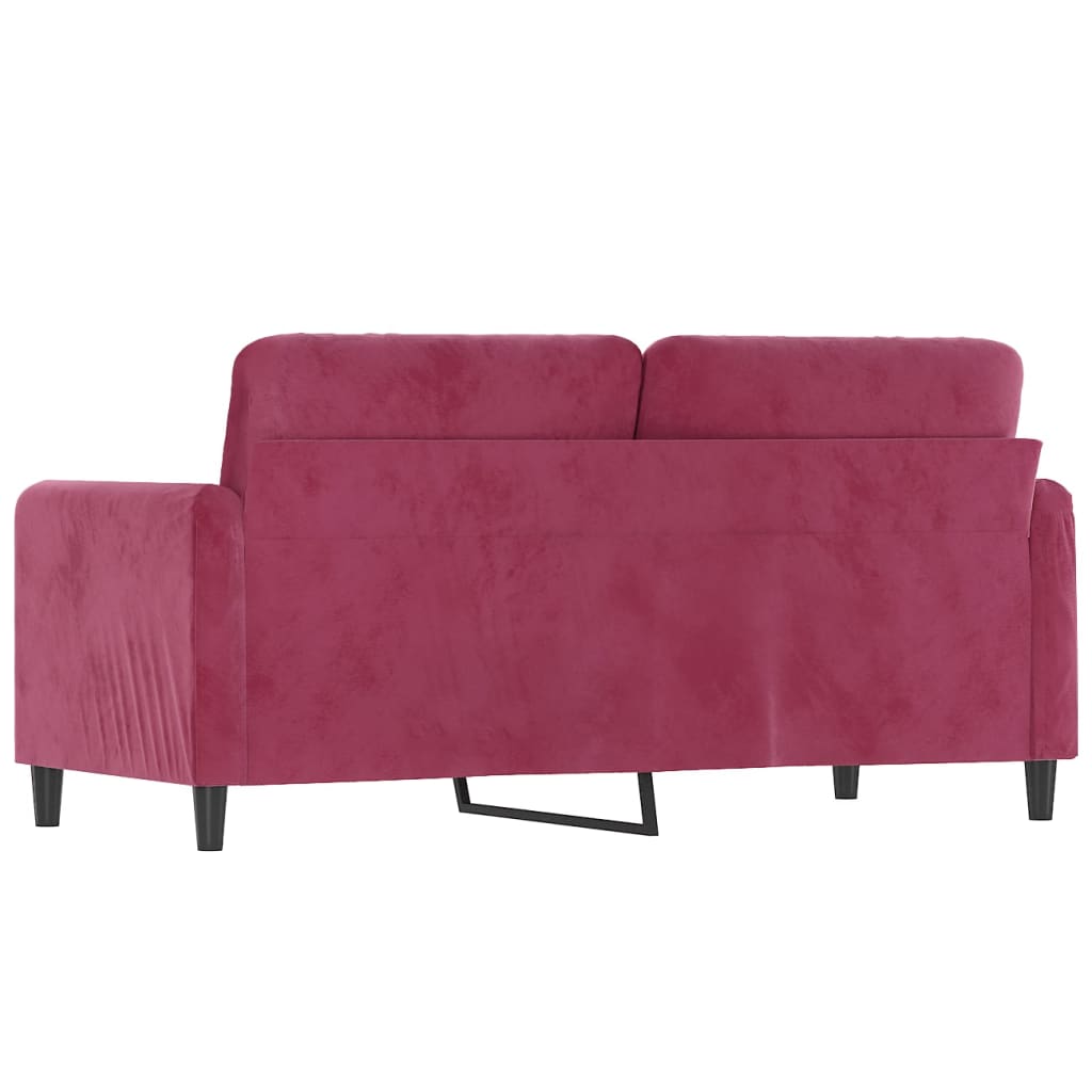 2-seater velvet sofa 140 cm red