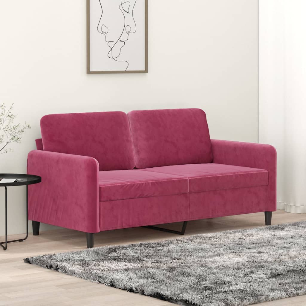 2-seater velvet sofa 140 cm red