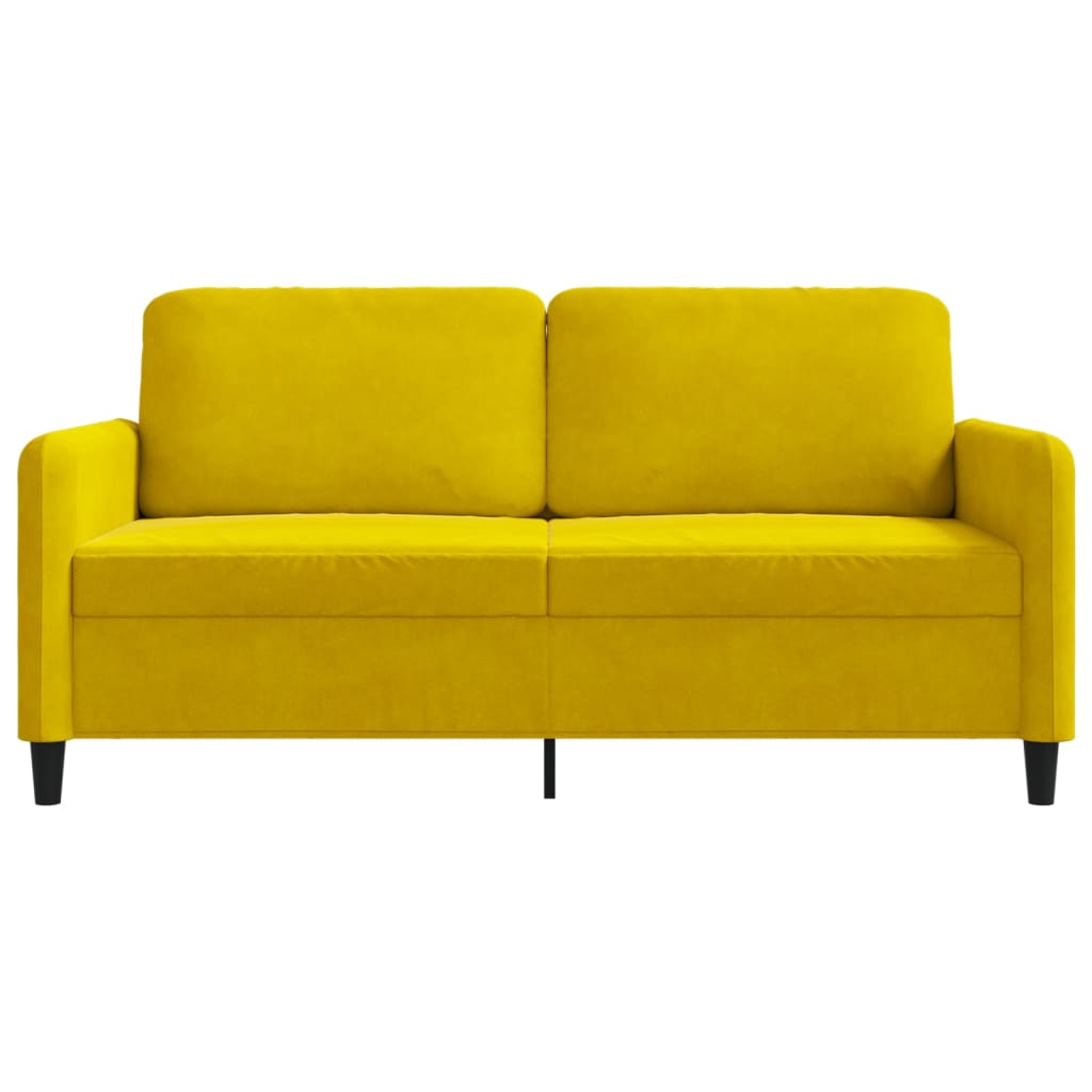 2-seater velvet sofa 140 cm yellow