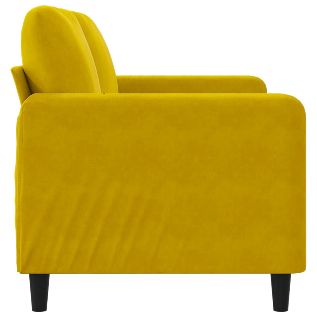 2-seater velvet sofa 140 cm yellow