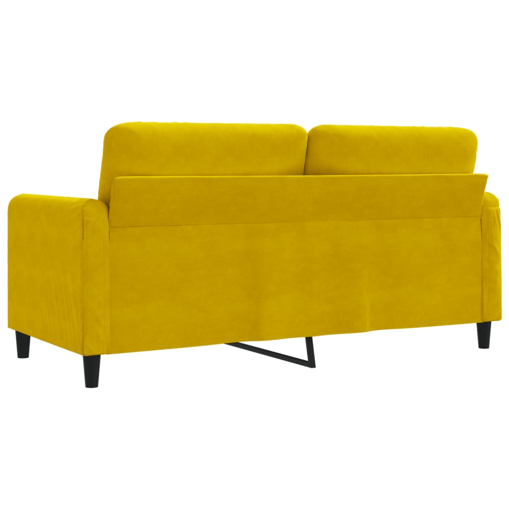 2-seater velvet sofa 140 cm yellow